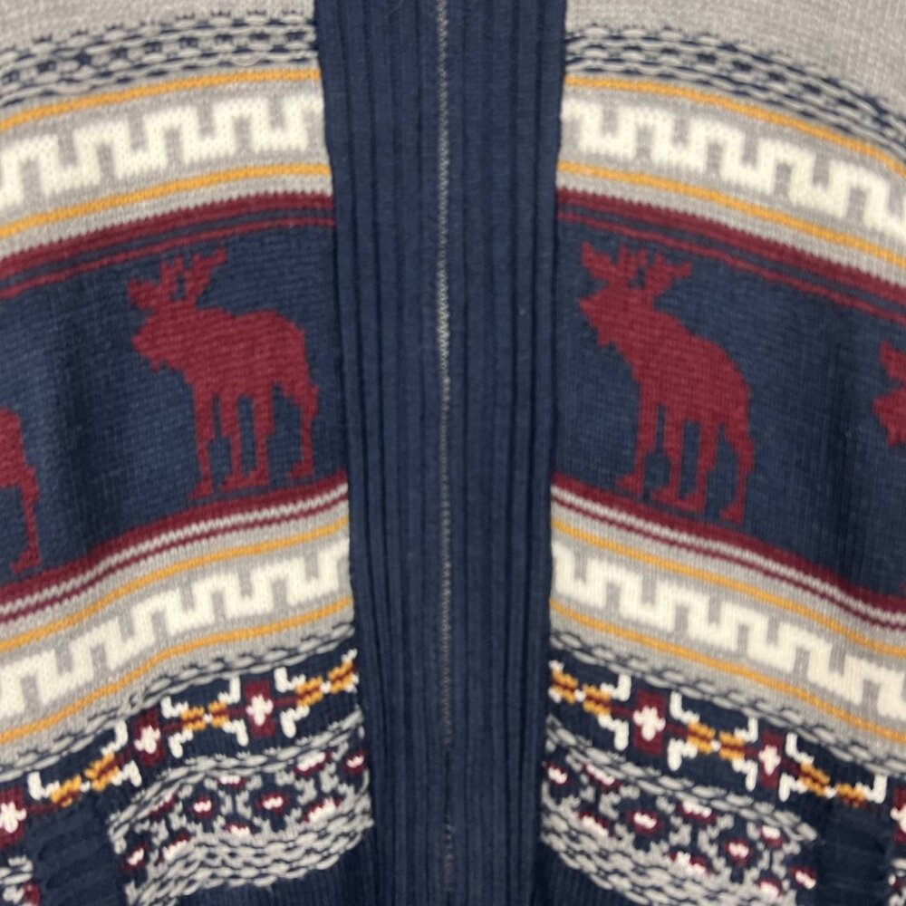 Alpine moose sweater full zip jacket sherpa lined hooded Buffalo David Bitton XL - Picture 2 of 11